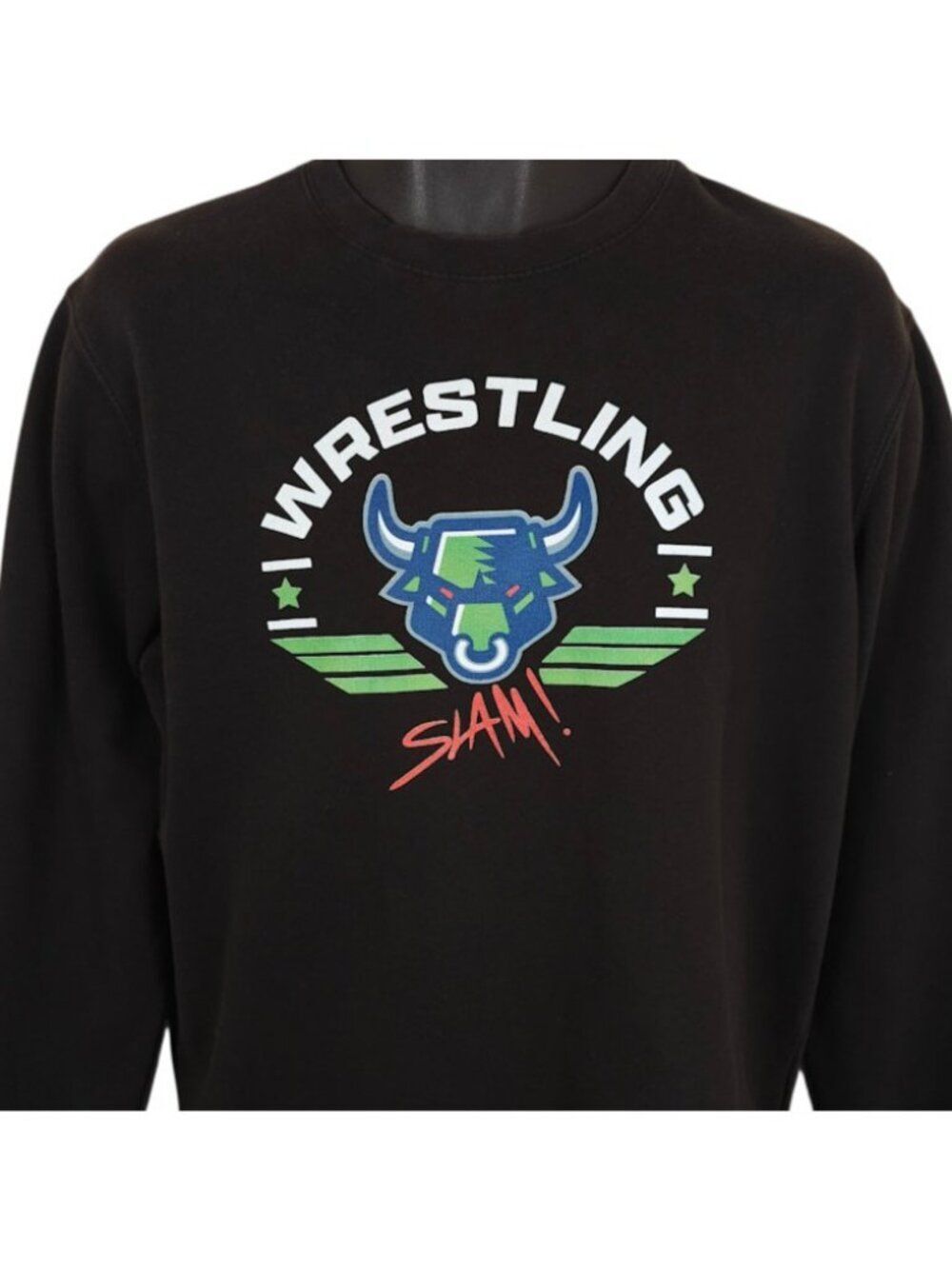 Wrestling Slam Sweatshirt Mens Size Medium Black Crewneck